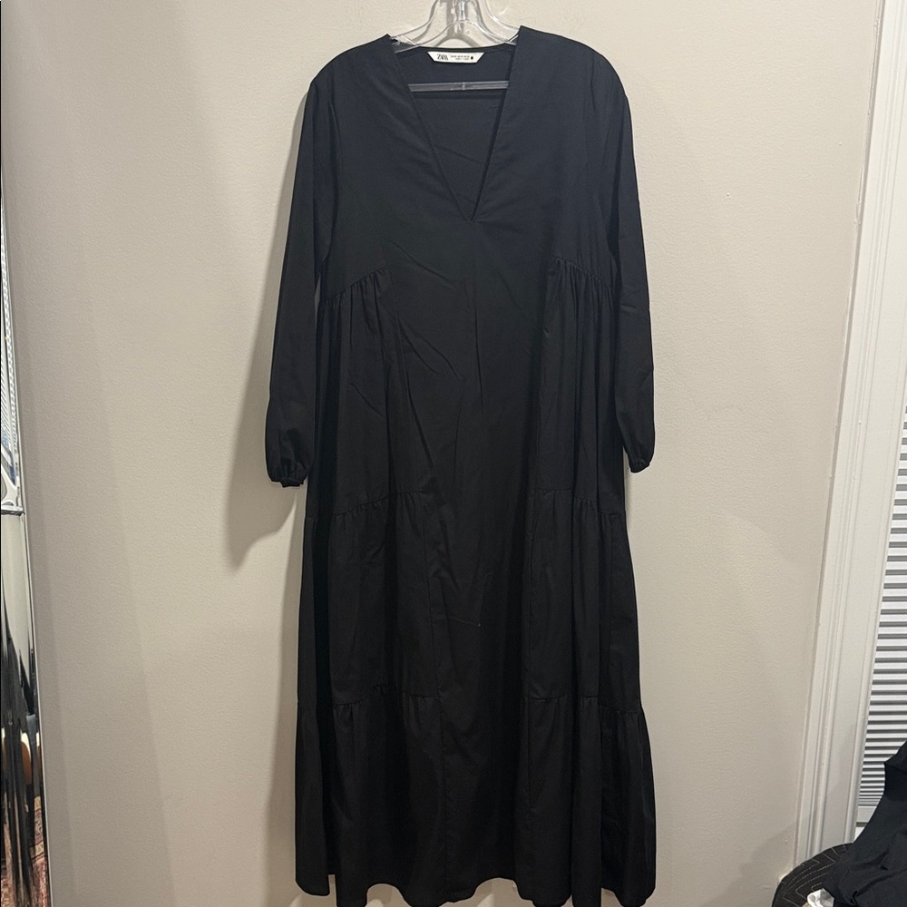 Zara Black Cotton Maxi Dress